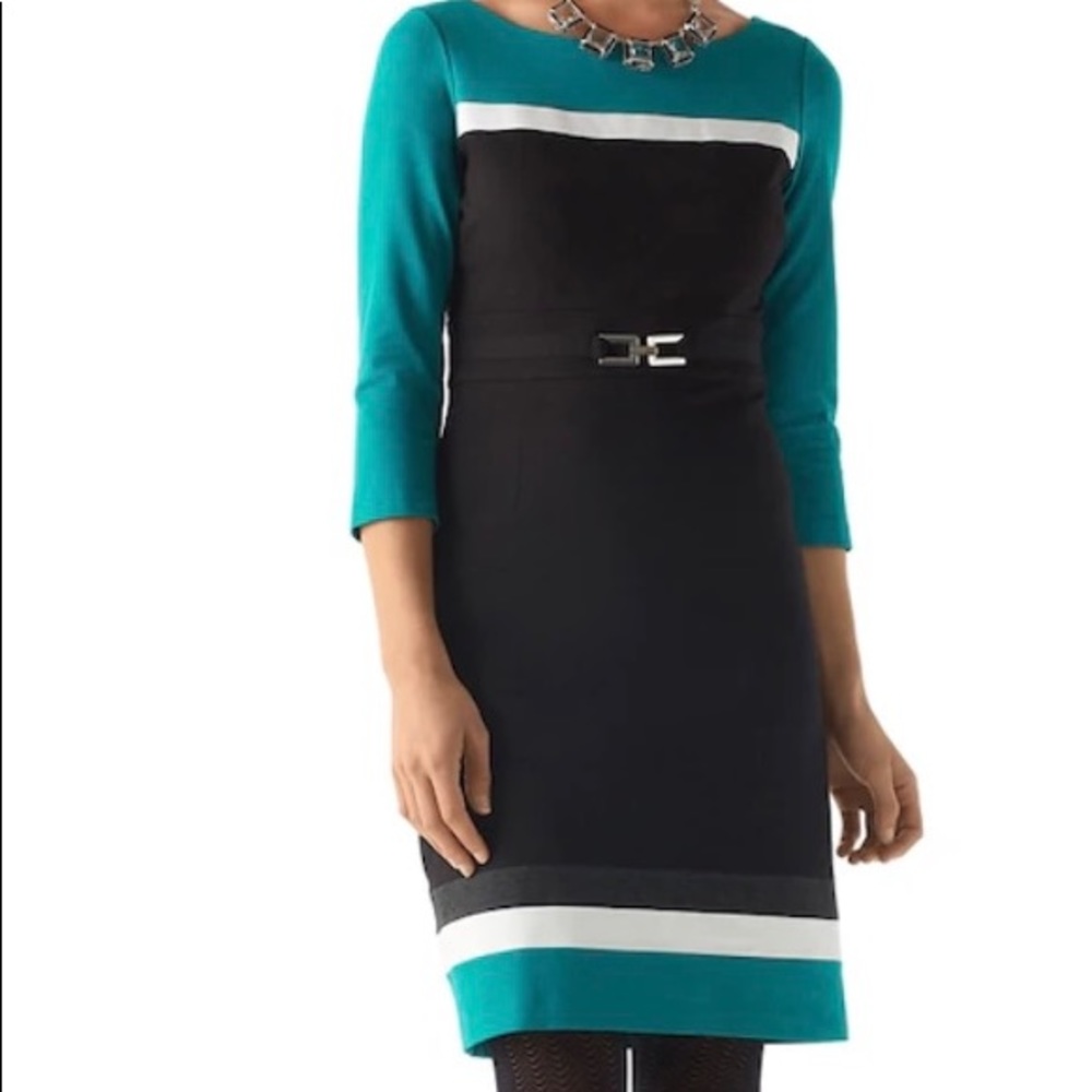🔑WHBM teal and black dress with belt